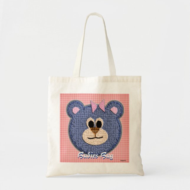 Bolsa Tote Saco Texturizado do Urso de Teddy ( Arco) (Frente)