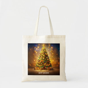 Bolsa Tote Saco Tote Árvore de Natal Decorada