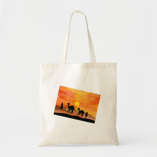 Bolsa Tote Saco Tote Camelo do Pôr do Sol no Deserto Pintado 
