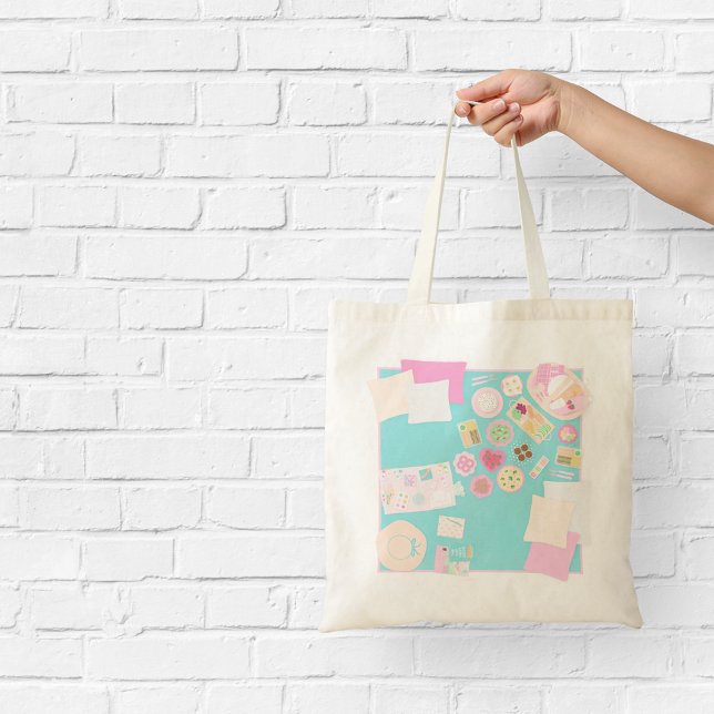 Bolsa Tote Saco Tote Cena de Piquenique Pastel (Criador carregado)