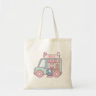 Bolsa Tote Saco tote Coelho e Pinguim do Caminhão de Sorvete 