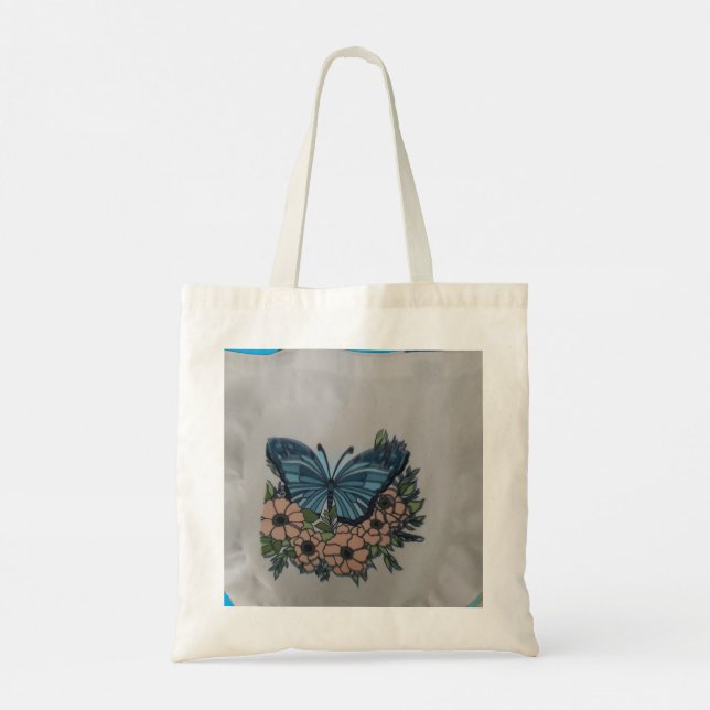 Bolsa Tote Saco tote com borboleta e florais (Verso)