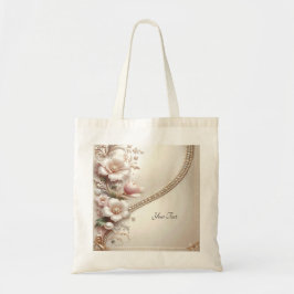 Bolsa Tote Saco Tote com Enfeites Florais e Pérolas