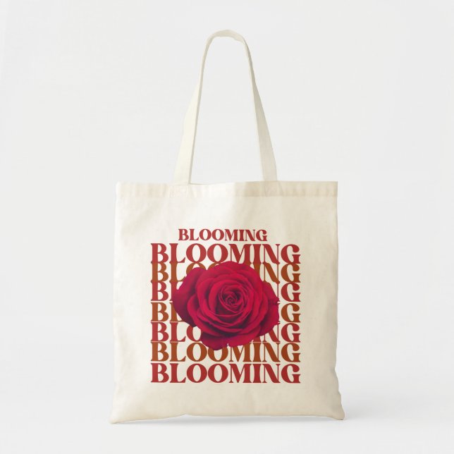 Bolsa Tote Saco Tote com Estampa de Rosa em Flor (Frente)