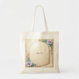 Bolsa Tote Saco Tote com Pérolas e Moldura Floral Decorativa