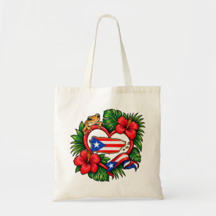 Bolsa Tote Saco Tote Coquí e Hibisco de Porto Rico