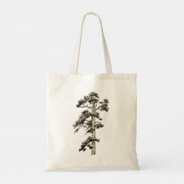 Bolsa Tote Saco Tote de Arte Alterada com Esboço de Pinheiro 
