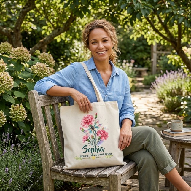 Bolsa Tote Saco Tote de Carnation de Janeiro Personalizado co (Criador carregado)