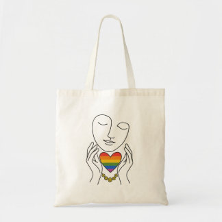 Bolsa Tote Saco Tote de Coração Arco-Íris Orgulho Humano em A