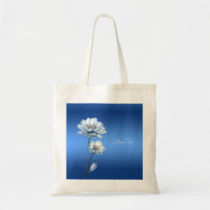 Bolsa Tote Saco Tote de Flores de Aquarela Azul