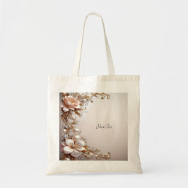 Bolsa Tote Saco Tote de Flores Rosa Suave e Brancas