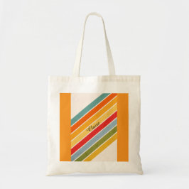 Bolsa Tote Saco Tote de Linhas Diagonais de Cor com Nome Pers