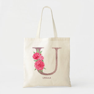 Bolsa Tote Saco Tote de Monograma de Rosa Personalizado letra
