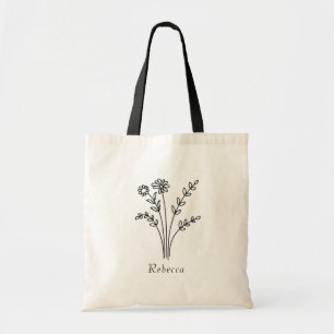 Bolsa Tote Saco Tote de Noiva com Nome da Dama de Honra Flor 