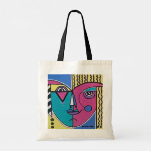 Bolsa Tote Saco Tote de Retrato Abstrato Multicolorido