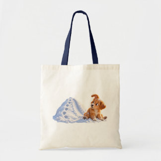 Bolsa Tote Saco Tote Engraçado de Inverno com Cachorrinho na