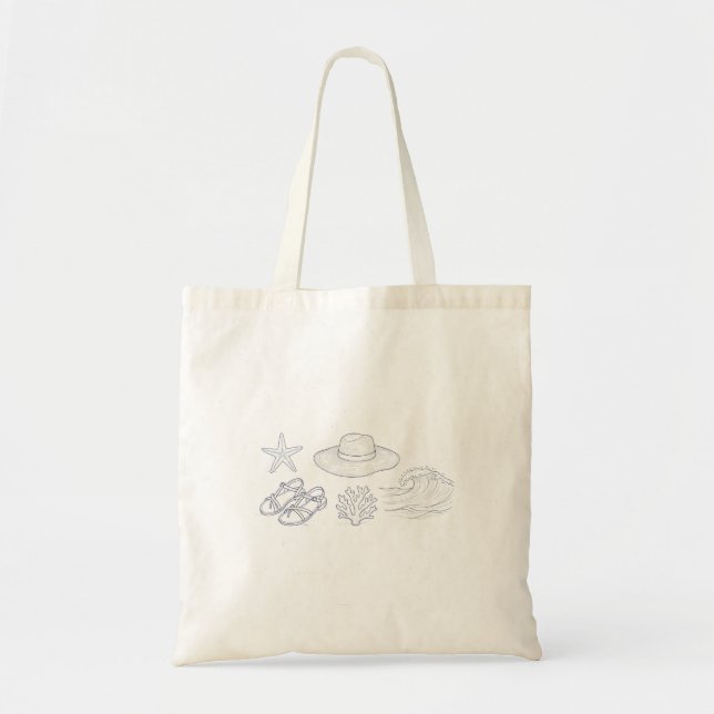 Bolsa Tote Saco Tote Esboço à Beira-Mar (Frente)