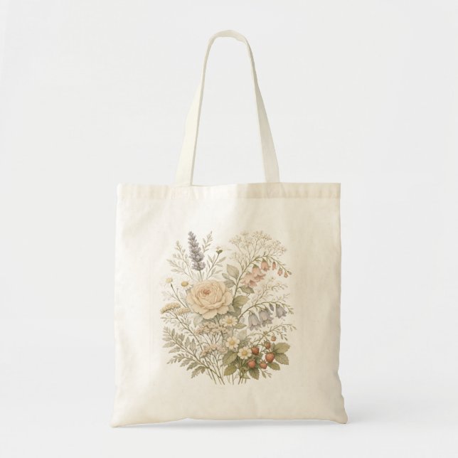 Bolsa Tote Saco Tote Floral Herbáceo (Frente)
