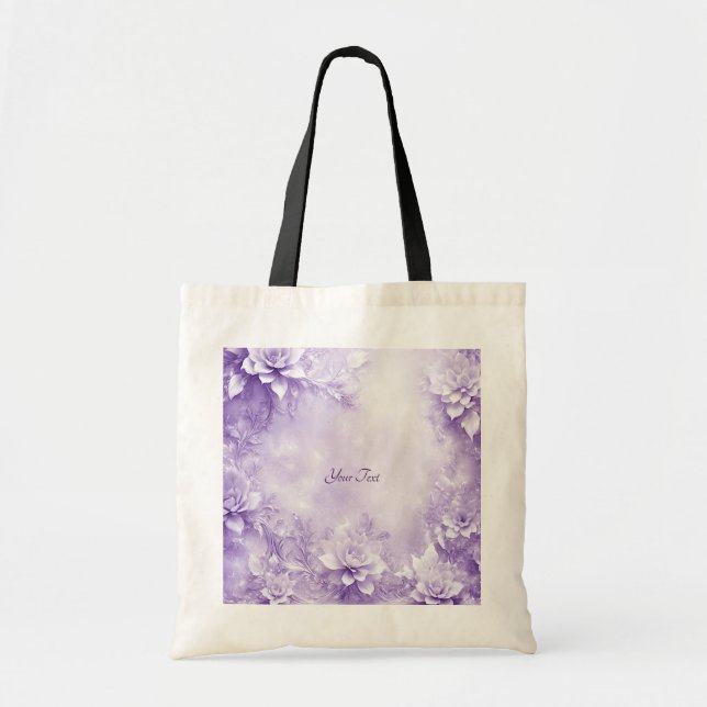 Bolsa Tote Saco Tote Flores Brancas Roxas (Frente)
