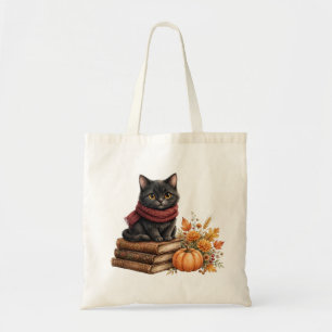Bolsa Tote Saco Tote Gato Preto Outono Aconchegante - Gato de
