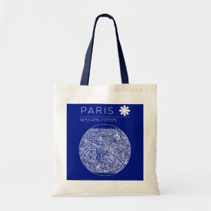 Bolsa Tote Saco Tote Mapa da Cidade de Paris em Blueprint