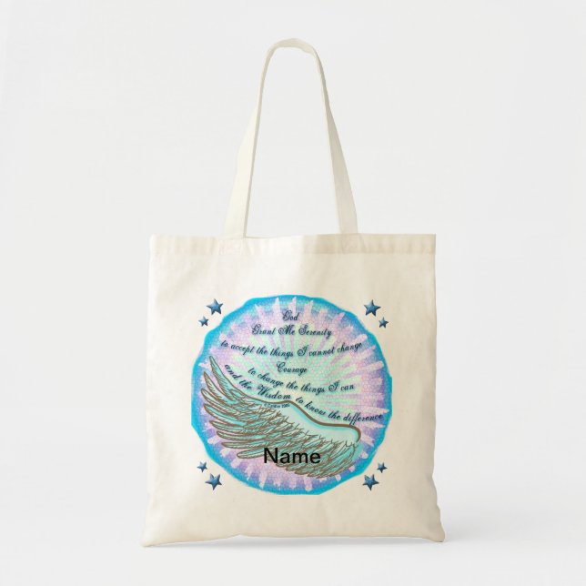Bolsa Tote Saco tote Oração Serenidade Asa Violeta (Frente)