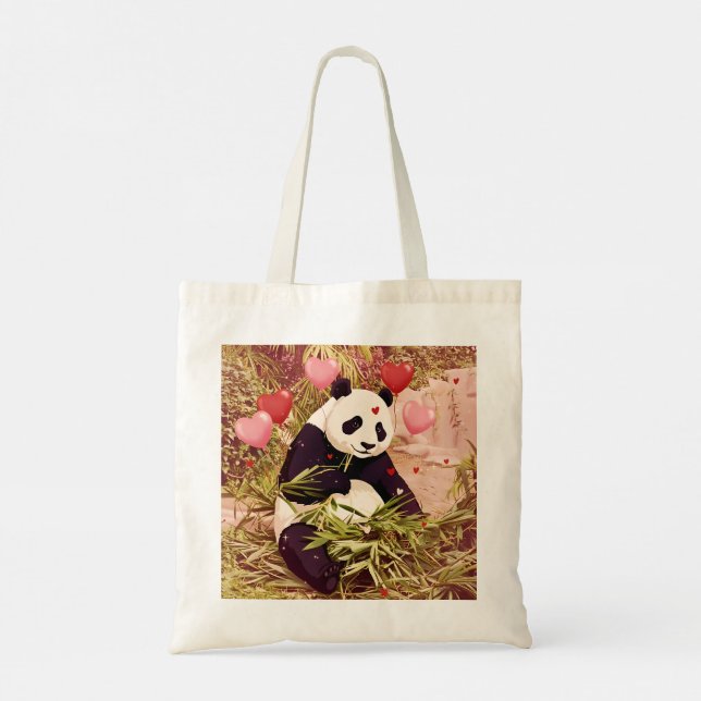 Bolsa Tote Saco tote Panda e corações (Verso)