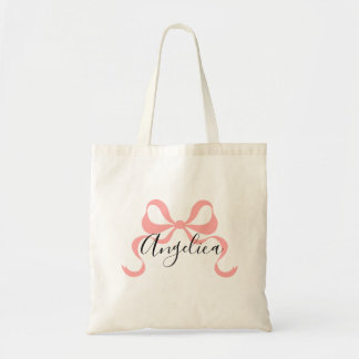 Bolsa Tote Saco Tote para Damas de Honra com Laço Rosa