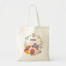 Saco Tote Personalizado com Nome Borboleta Floral