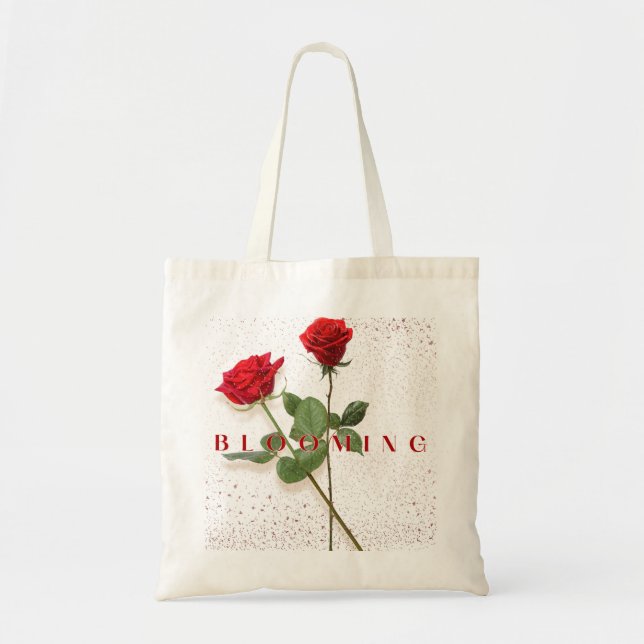 Bolsa Tote Saco Tote Rosa em Flor (Frente)