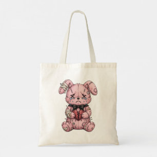 Bolsa Tote Saco Tote Rosa Gótico Urso de Pelúcia Coração Queb