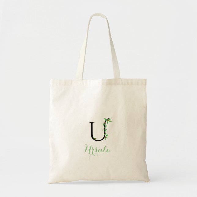 Bolsa Tote Saco Tote U com Monograma e Desenho de Hera (Frente)