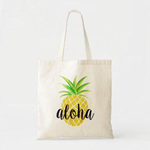 Bolsa Tote Saco tropical da aguarela do abacaxi Aloha