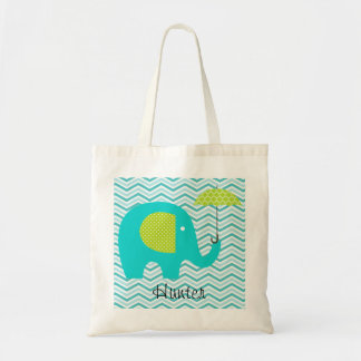 Bolsa Tote Saco verde do costume do guarda-chuva de Chevron