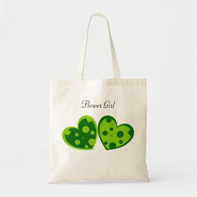 Bolsa Tote Saco verde dos corações (Frente)