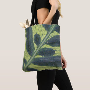 Bolsa Tote Saco verde frondoso com a flor no reverso