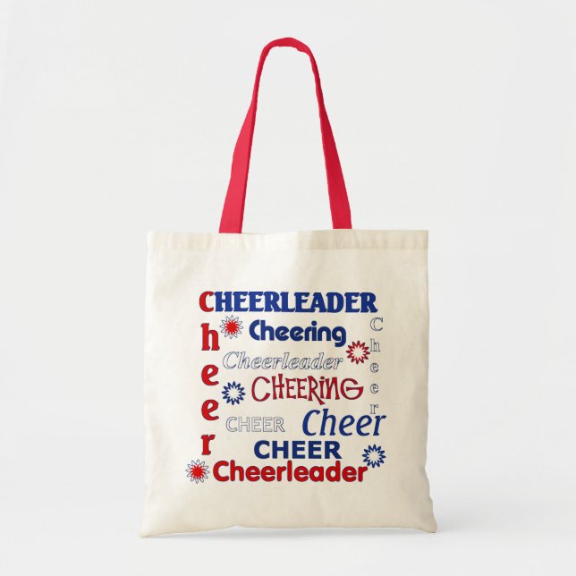 Bolsa Tote Saco vermelho, branco, e azul do cheerleader (Frente)