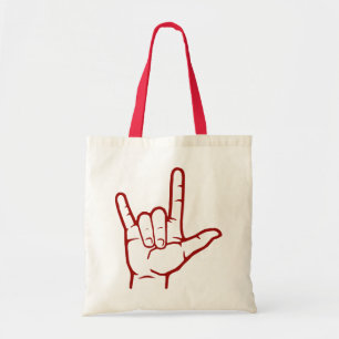Bolsa Tote Saco vermelho do ASL eu te amo