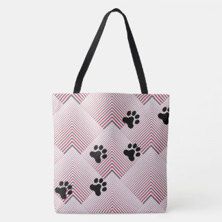 Bolsa Tote Saco vermelho e de prata do impressão do cão