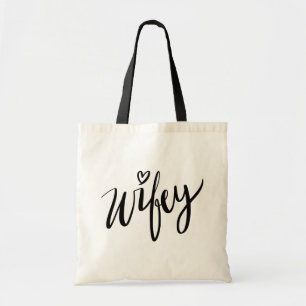 Bolsa Tote Sacola à moda do wifey da tipografia do roteiro