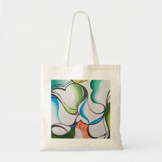 Bolsa Tote sacola abstrata pintada tirada mão (Frente)