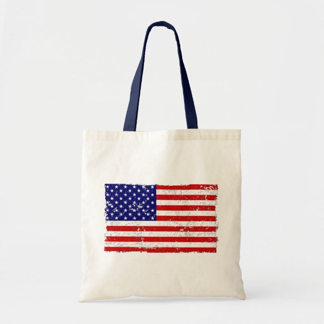 Bolsa Tote Sacola afligida da bandeira americana (Frente)