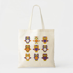 Bolsa Tote Sacola alaranjada e roxa da coruja