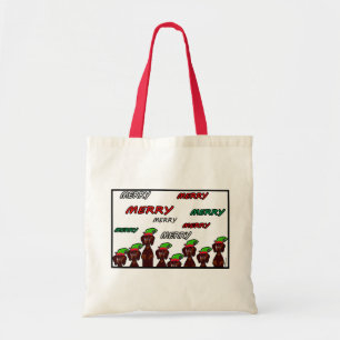 Bolsa Tote Sacola alegre do Natal de muitos Dachshunds