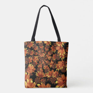 Bolsa Tote Sacola amarela e alaranjada do design floral