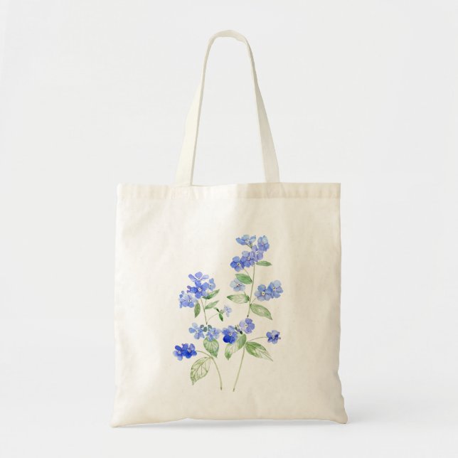 Bolsa Tote sacola azul delicada de flores de Brunnera de flor (Frente)
