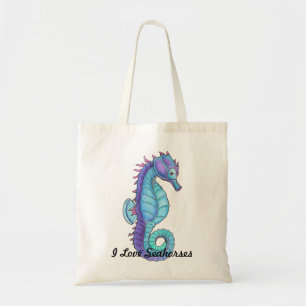Bolsa Tote Sacola azul do cavalo marinho