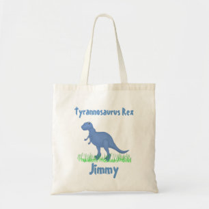 Bolsa Tote Sacola azul do dinossauro dos desenhos animados