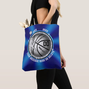 Bolsa Tote Sacola azul e de prata bonito super do basquetebol