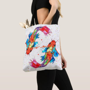 Bolsa Tote Sacola bonita e colorida dos peixes de Koi